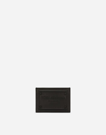 Dolce & Gabbana حافظة بطاقات من جلد عجل بشعار بارز أسود BP3309A8034