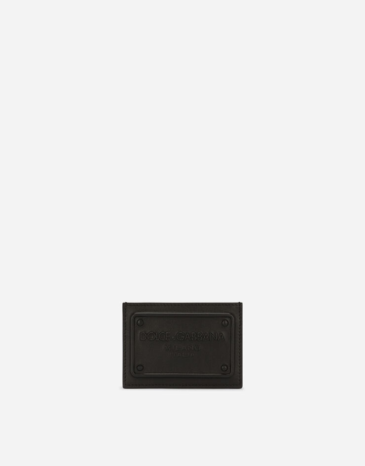 Dolce & Gabbana Calfskin card holder with raised logo Noir BP3239AG218
