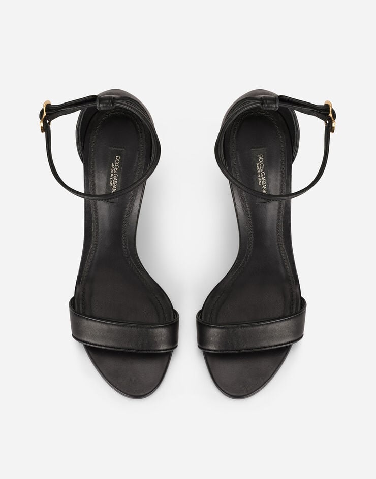 Dolce & Gabbana Nappa leather sandals with baroque DG detail Black CR0739AV967