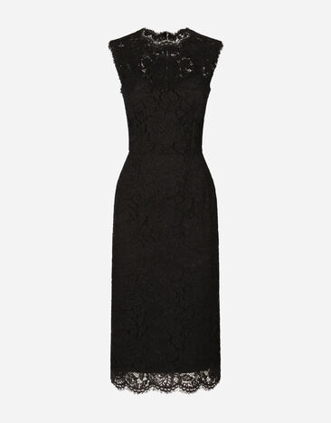 Dolce & Gabbana 徽标弹力蕾丝中长连衣裙 黑 BB6002AI413