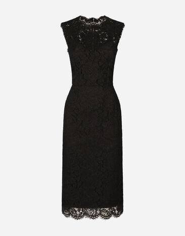 Dolce & Gabbana فستان بطول للربلة من دانتيل مرن مصقول ذهبي WNN6P3W1111