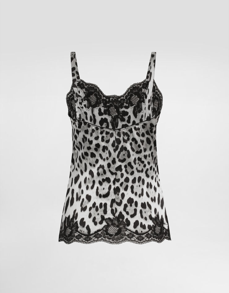 Dolce & Gabbana Leopard-print stretch silk satin lingerie-style top Print O7A00TONO21