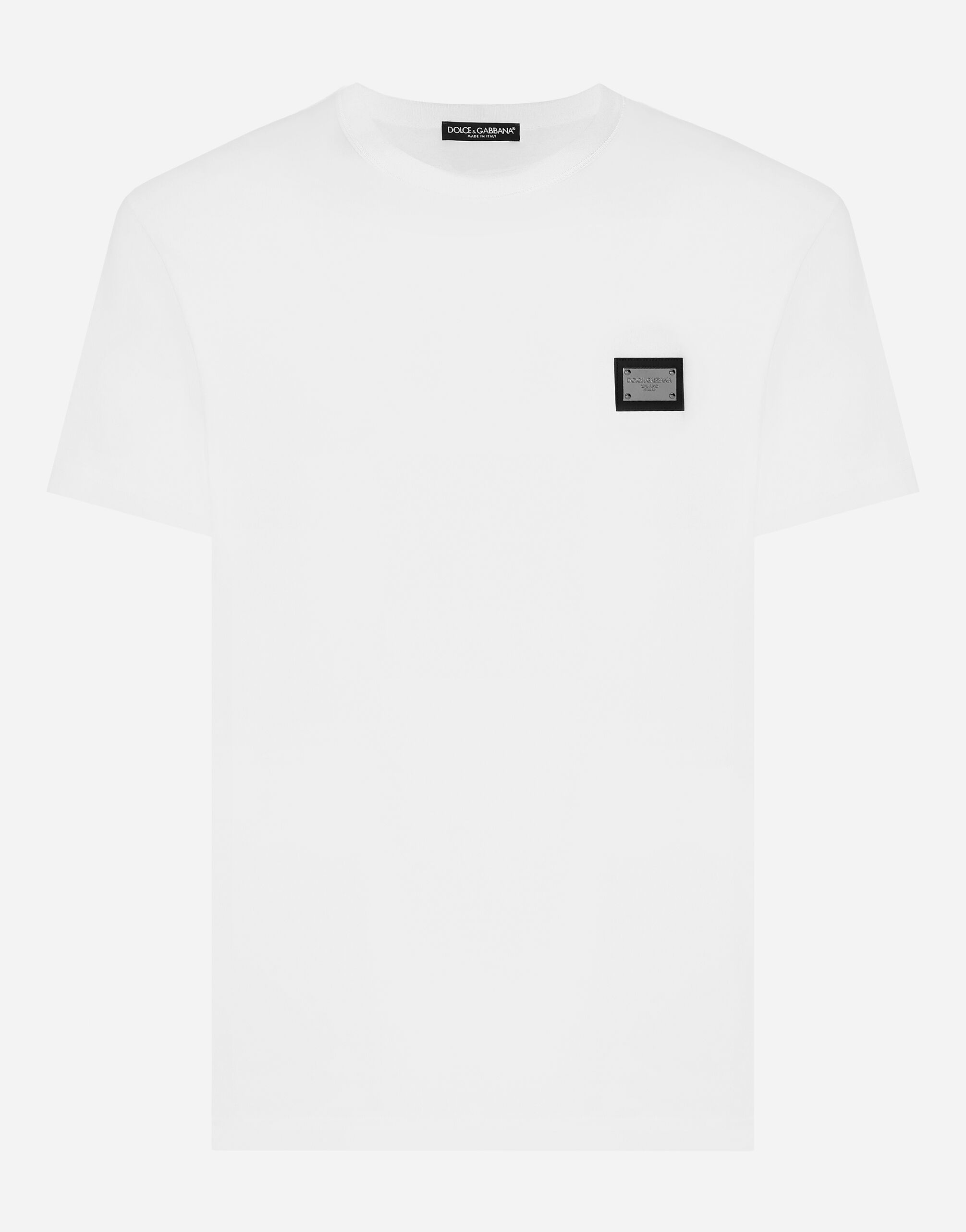 Dolce & Gabbana Baumwoll-T-Shirt mit Logoplakette Schwarz G5JG4TFU5U8