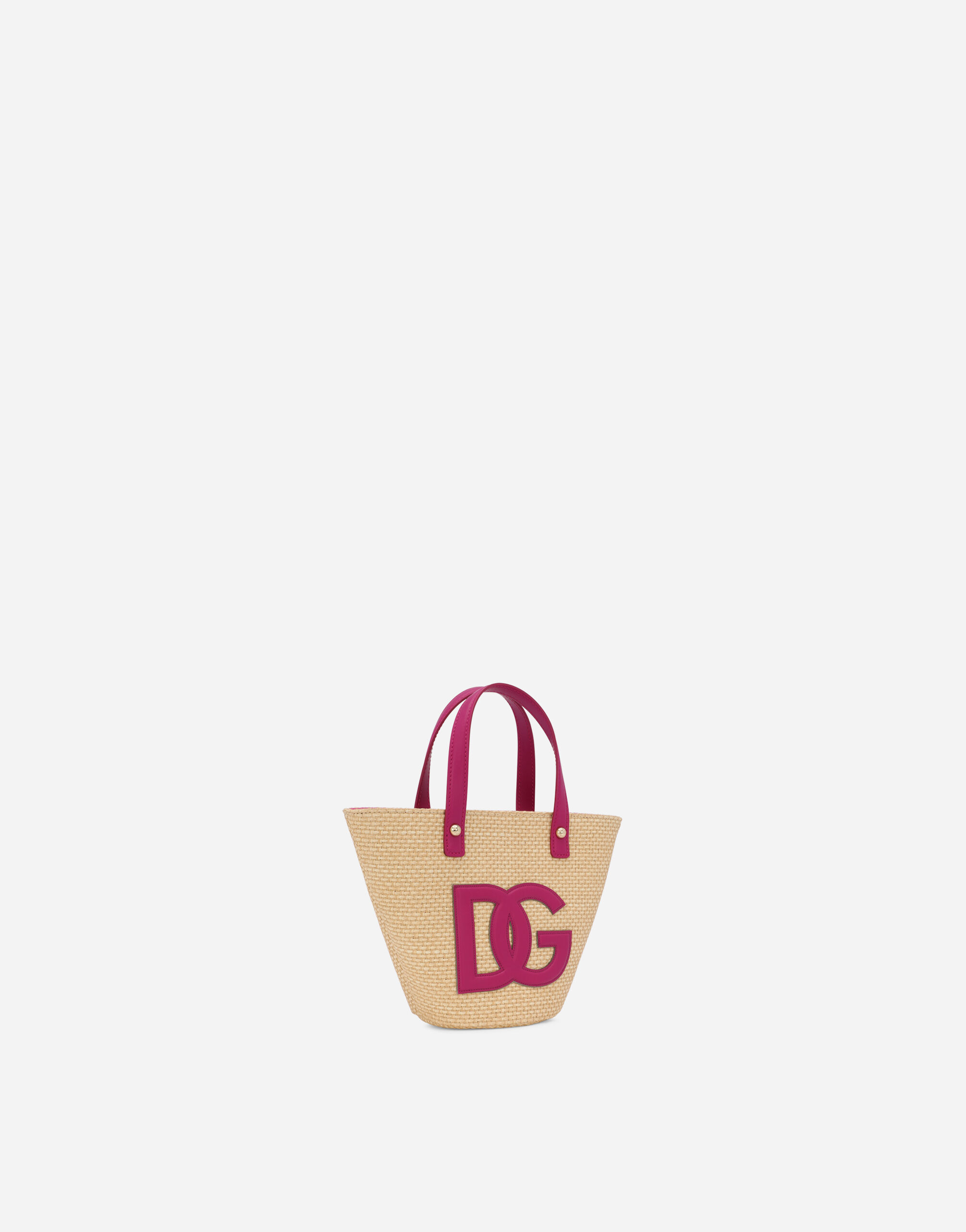 Raffia handbag with DG logo patch in Purple for Girls