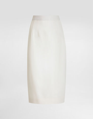 Dolce & Gabbana Bi-stretch twill pencil skirt White F4CJGTFUBGC