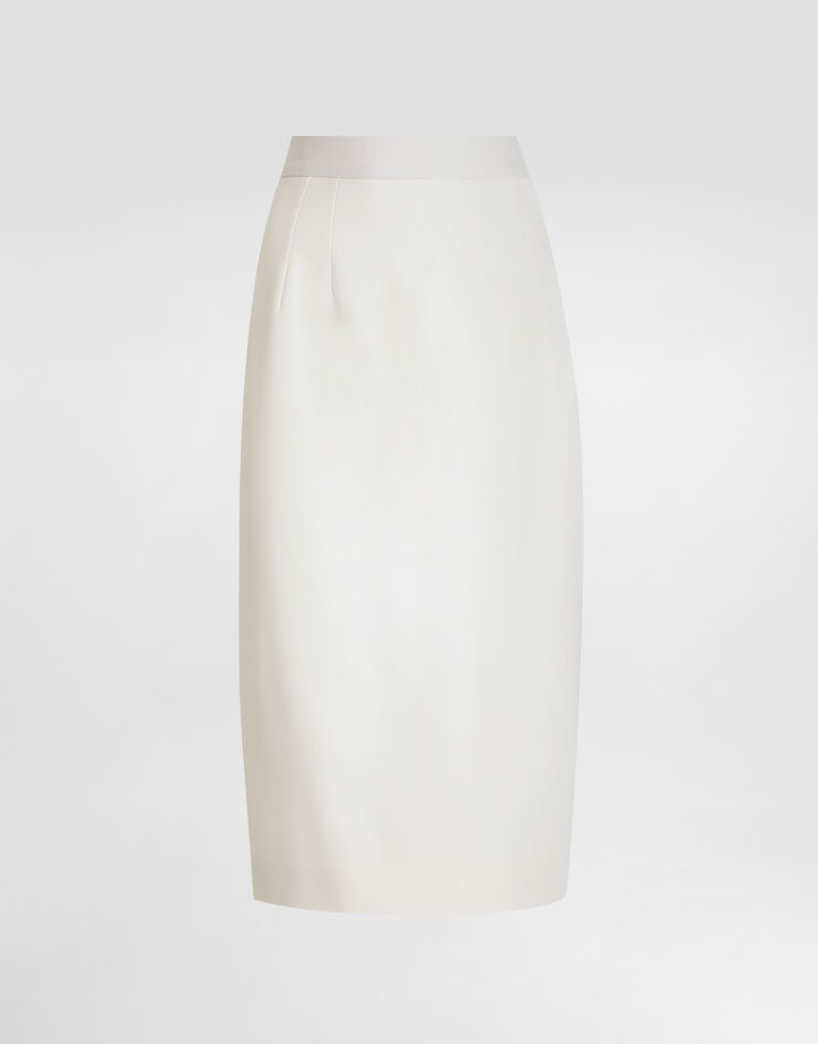 Dolce & Gabbana Bi-stretch twill pencil skirt White F4CJGTFUBGC