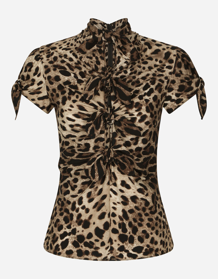 Dolce & Gabbana Top in charmeuse with leopard print ANIMAL-PRINT F74I1TFSADD