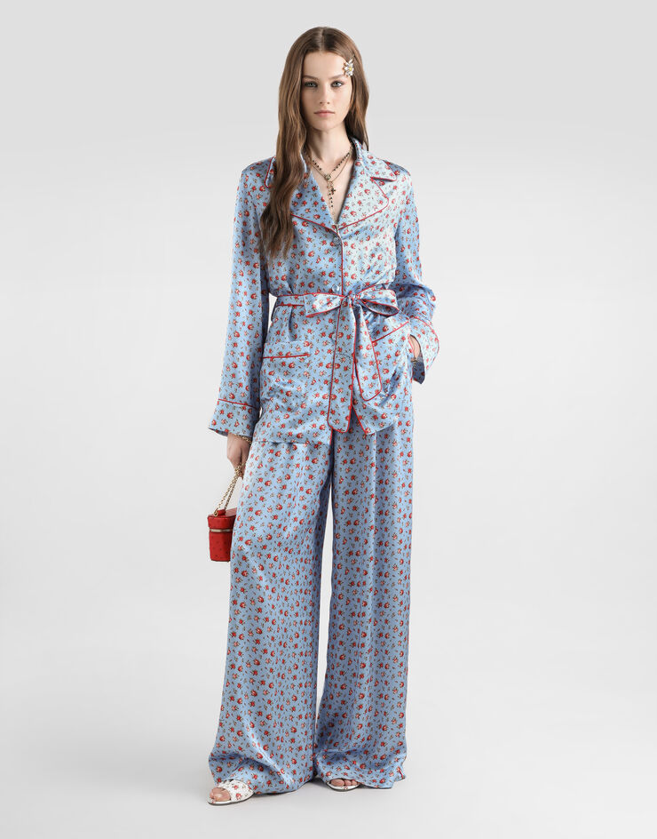Dolce & Gabbana Small rose-print wide silk trousers Multicolor FTDIVTIS10H