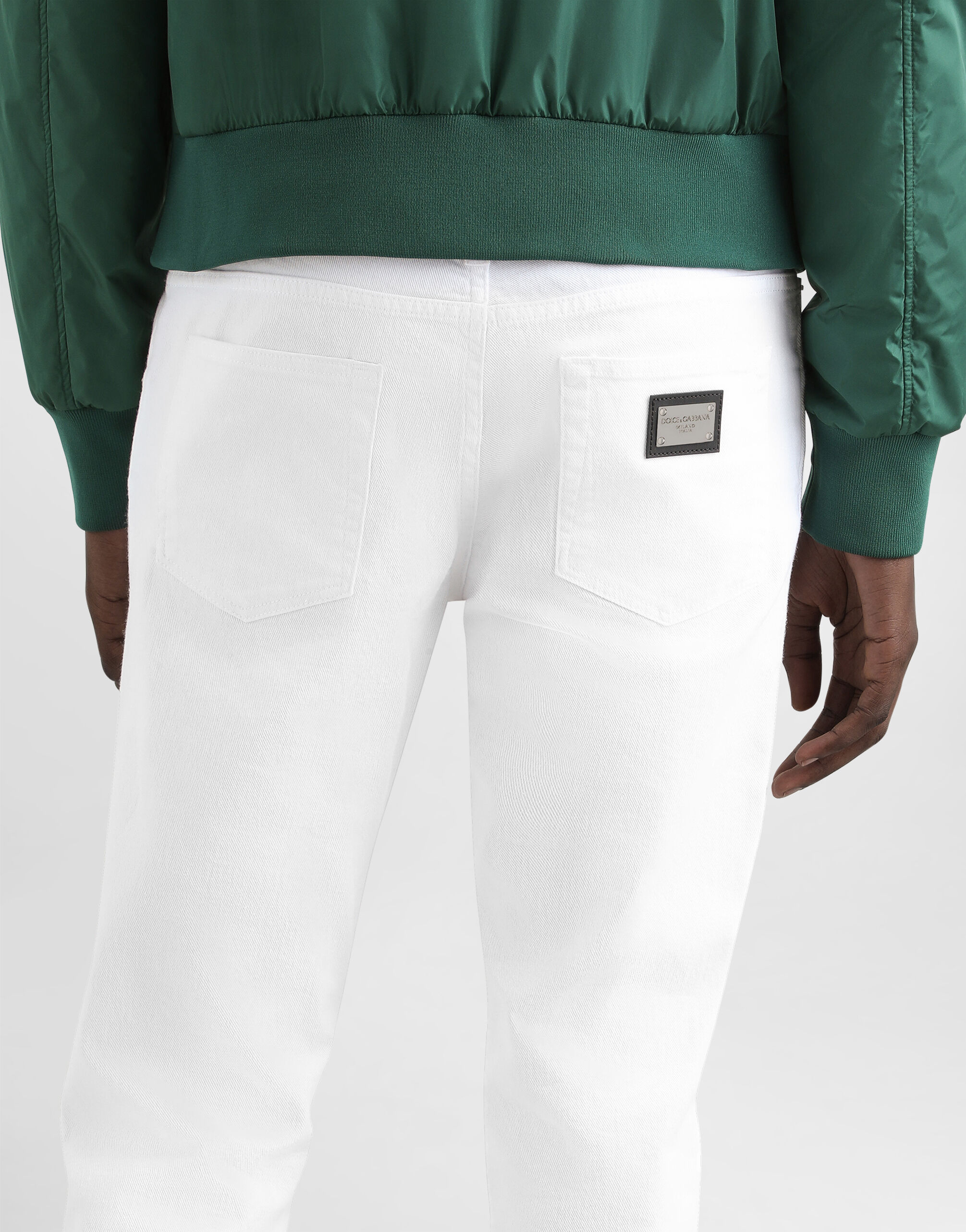 White skinny stretch jeans in Multicolor for Men