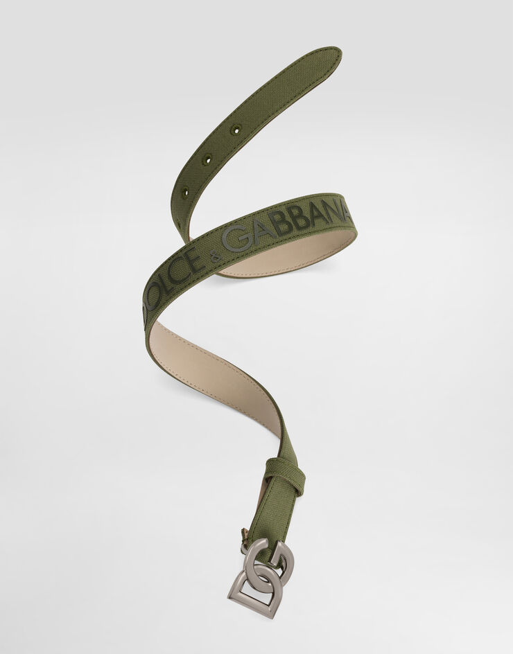 Dolce & Gabbana Canvas and calfskin logo belt Dolce & Gabbana Canvas and calfskin logo belt Green EC0083AY875