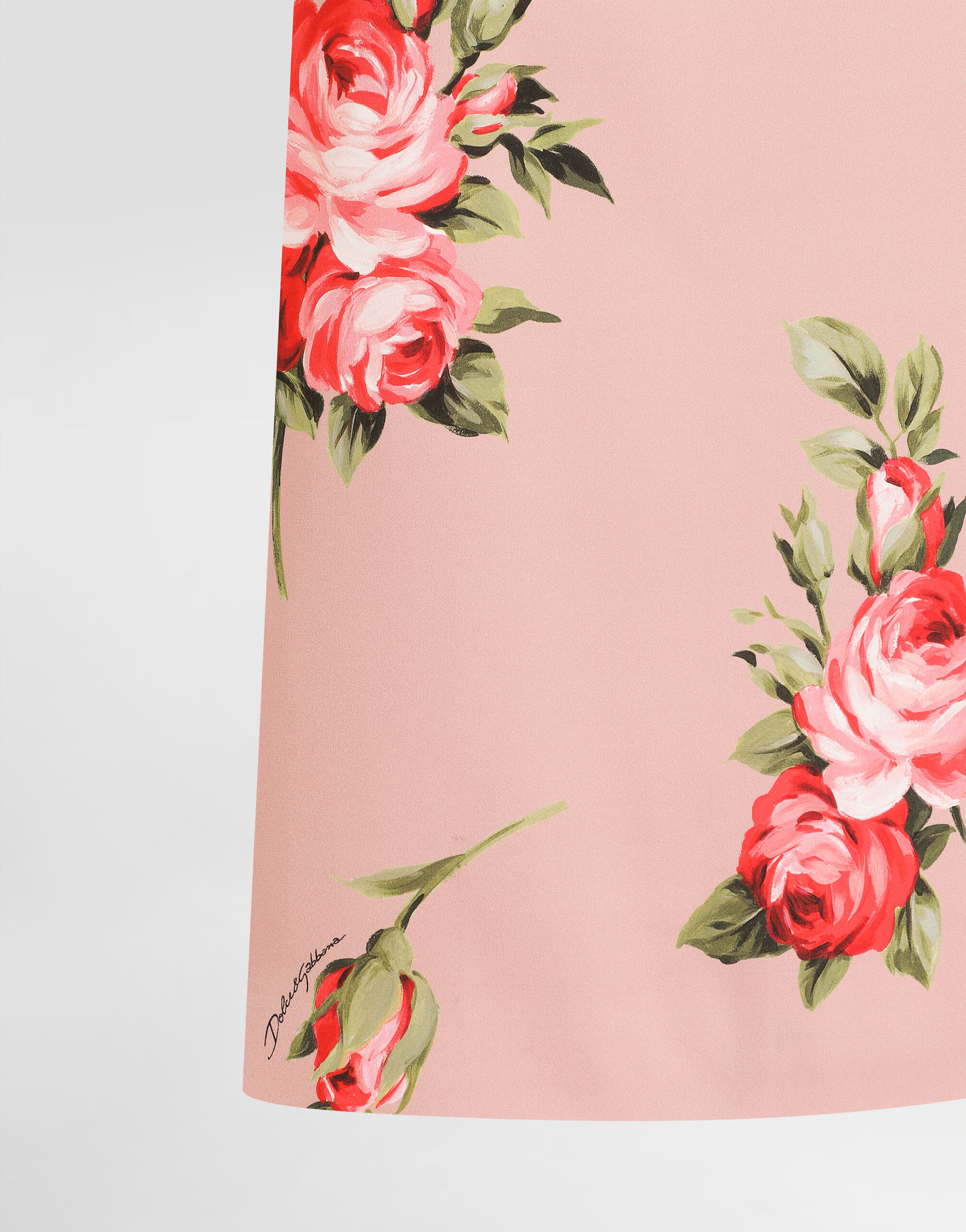 Rose bouquet-print straight skirt in Multicolor for Women