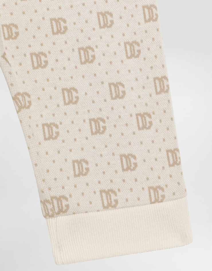 Dolce & Gabbana Polka-dot jacquard knit pants with DG logo Multicolor L1JPKEFJ7EA