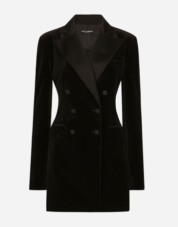 Dolce & Gabbana Veste croisée Turlington en velours Noir F29XTTFUWD6