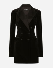 Dolce & Gabbana Double-breasted velvet Turlington jacket Black F26T2TFUGPO
