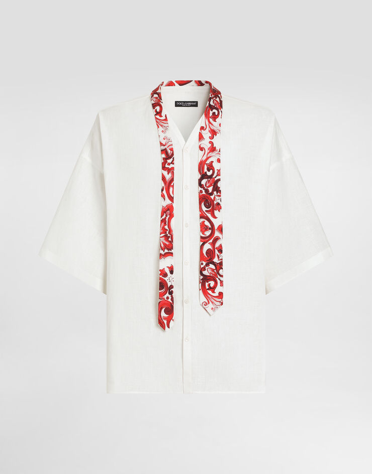 Dolce & Gabbana Shirt in linen Multicolor G5PF8TFU4EJ
