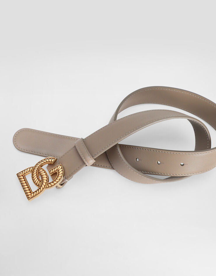 Dolce & Gabbana DG 徽标 Plongé 小牛皮腰带 米色 BE1663A9S25