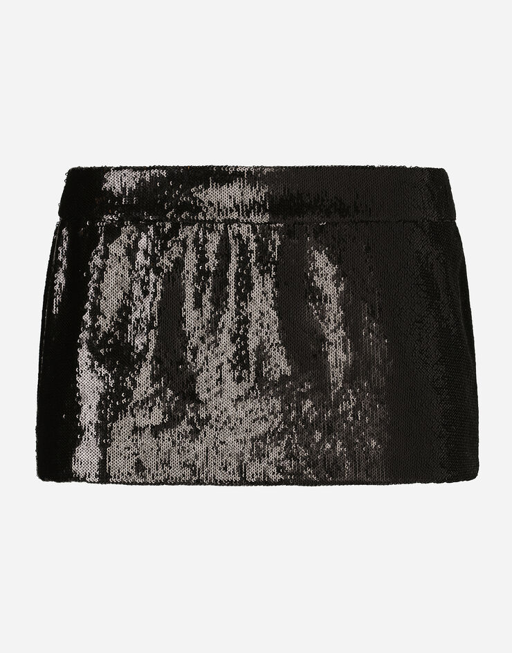 Dolce & Gabbana Mini-jupe brodée de micro paillettes Noir F4CWOTFLSIM