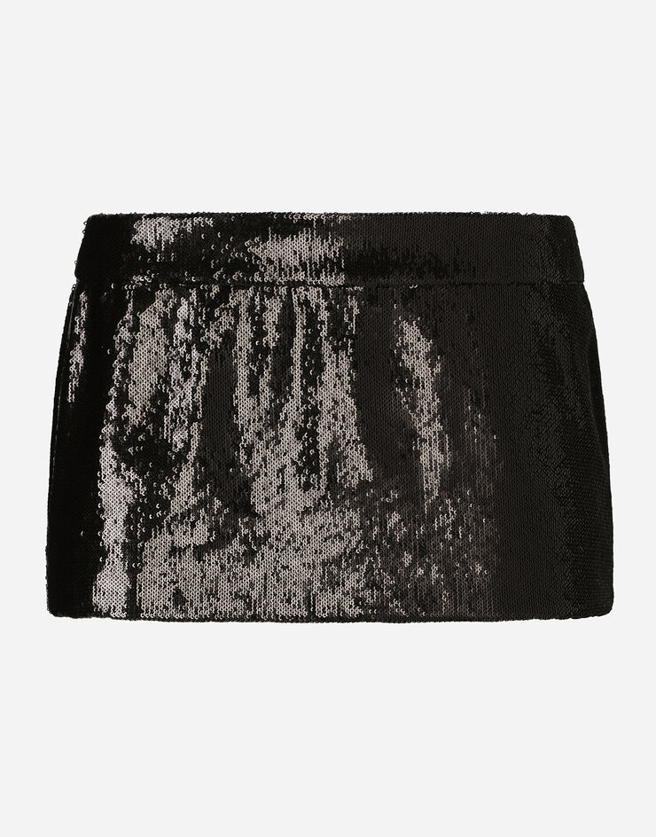 Dolce & Gabbana Miniskirt with micro-sequin embellishment Black F4CWOTFLSIM