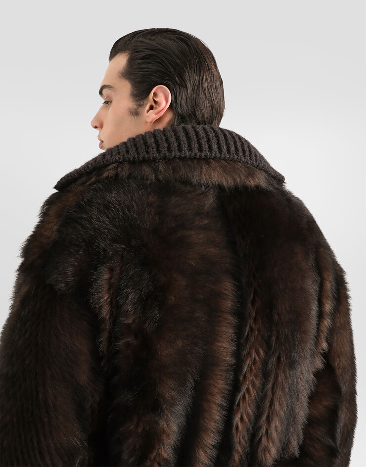 Dolce & Gabbana Single-breasted shearling coat Dolce & Gabbana Single-breasted shearling coat Brown G050SLFUP89