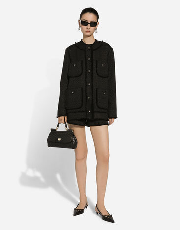 Dolce & Gabbana جاكيت تويد راشيل بصف أزرار واحد أسود F29YCTGDCLW