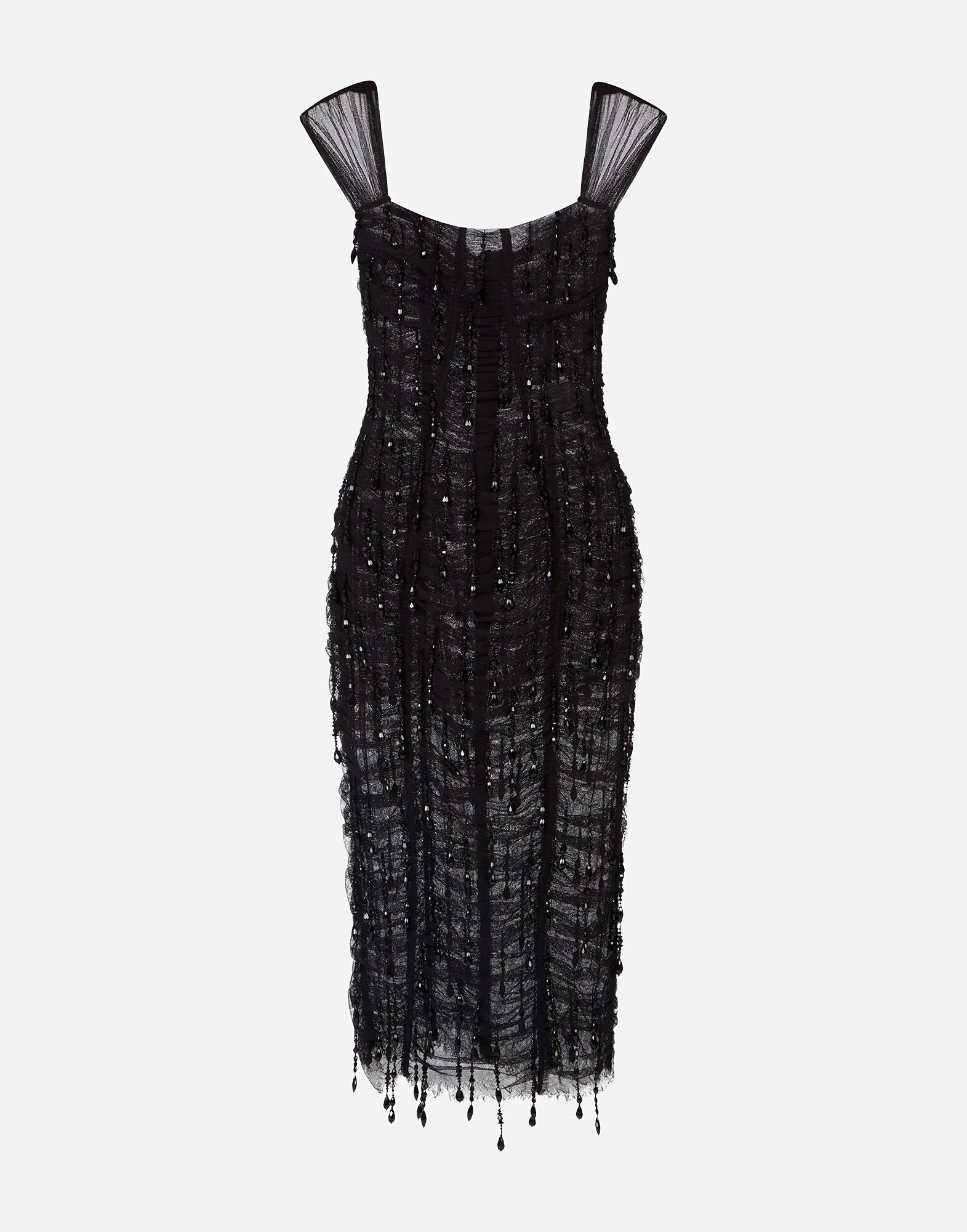 Calf-length dress with square neckline