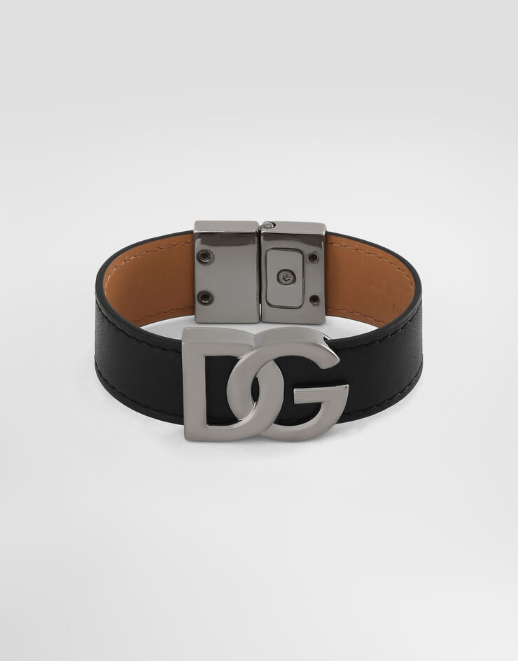 Dolce & Gabbana Calfskin bracelet with DG logo Black BJ0815AP599