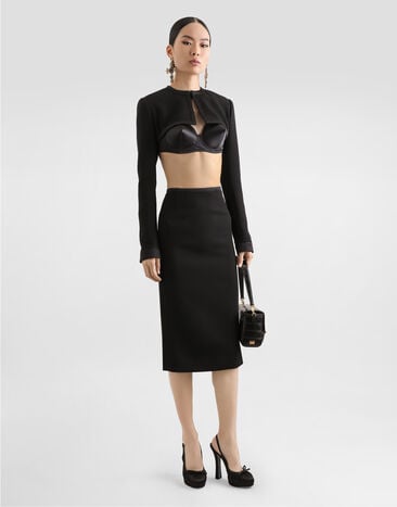 Dolce & Gabbana جاكيت قصير من صوف كريب أسود F27FITFUBD2
