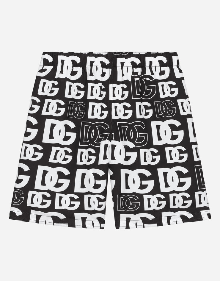 Dolce & Gabbana Nylon swim trunks with DG logo print Multicolor L4J835G7D7Z