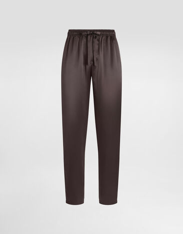 Dolce & Gabbana Silk pajama pants with logo embroidery Multicolor GVCRAZFU1AU