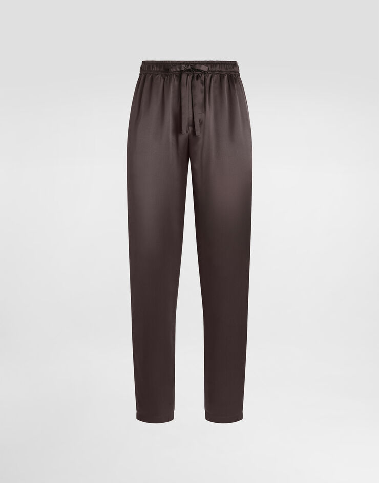 Dolce & Gabbana Silk pajama pants with logo embroidery Multicolor GVCRAZFU1AU