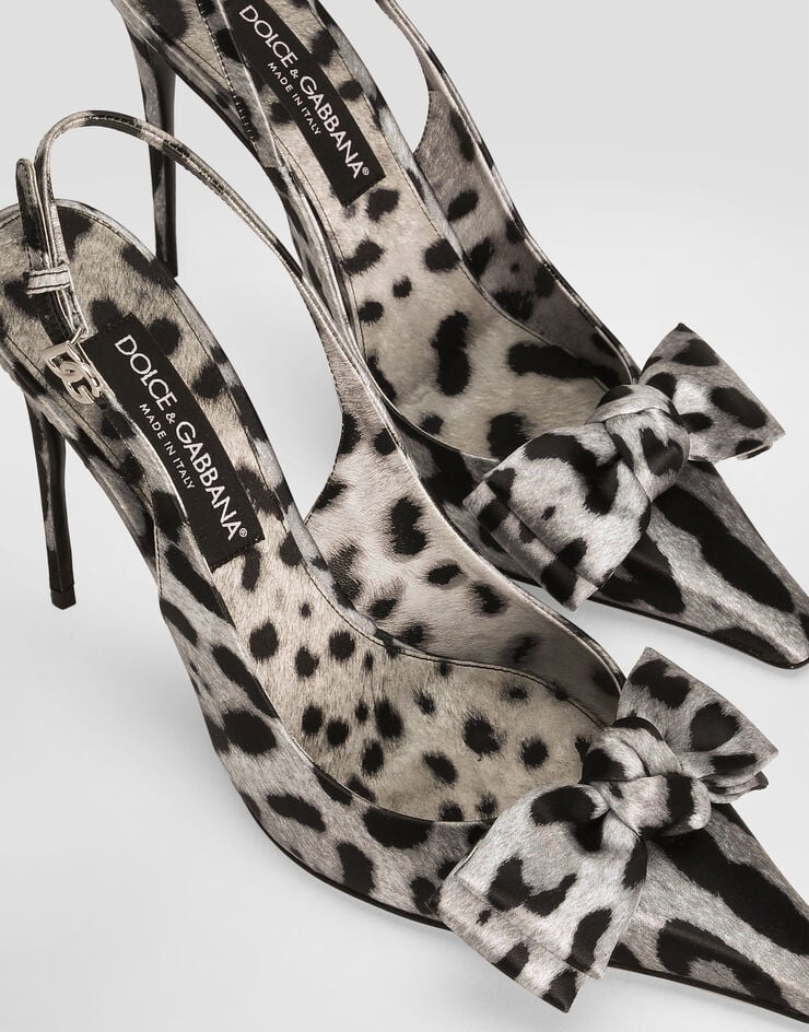 Dolce & Gabbana Leopard-print satin slingbacks Print CG0844A6Q83