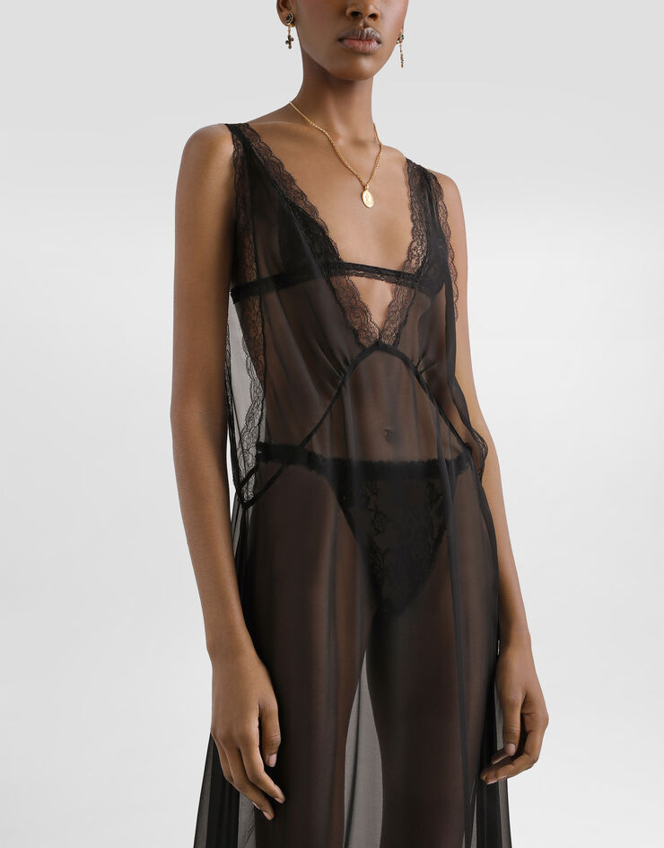 Dolce & Gabbana Long chiffon dress Black F615MTFU1AT