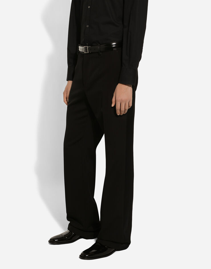 Dolce & Gabbana Straight-leg wool tuxedo pants Black GVRZHTFU21E