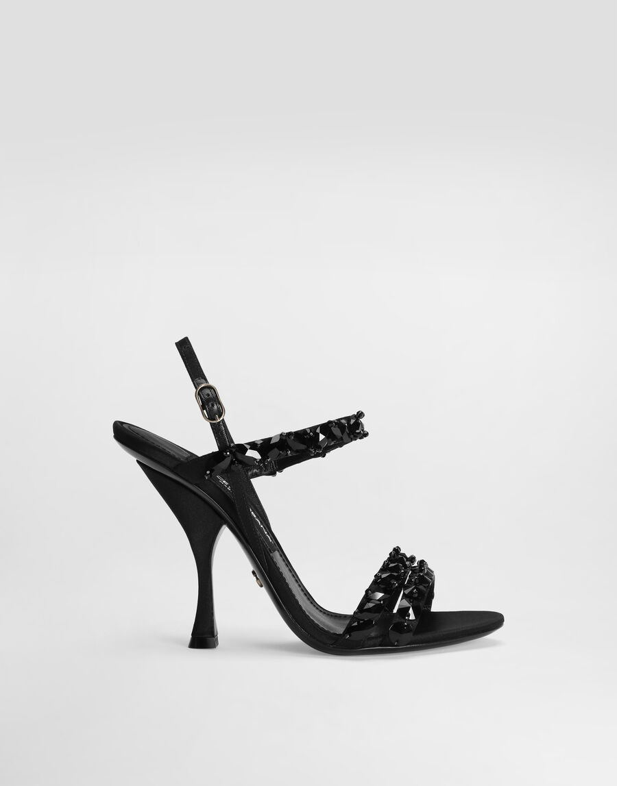 Sandals with rhinestone embroidery