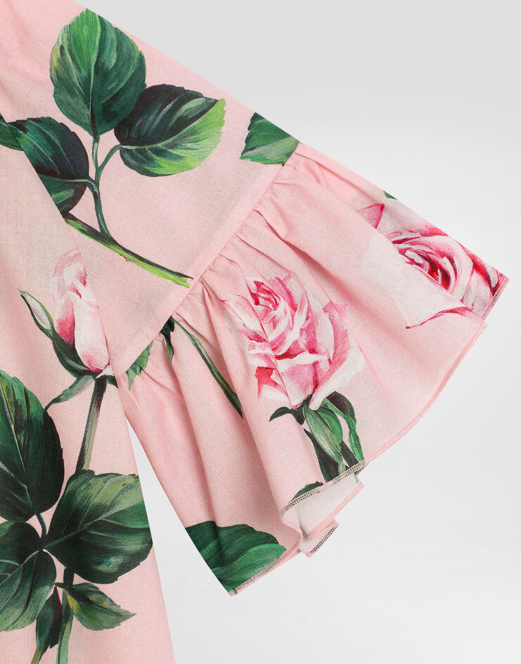 Dolce & Gabbana Robe en popeline à imprimé roses Imprimé L54DF8HS5TA