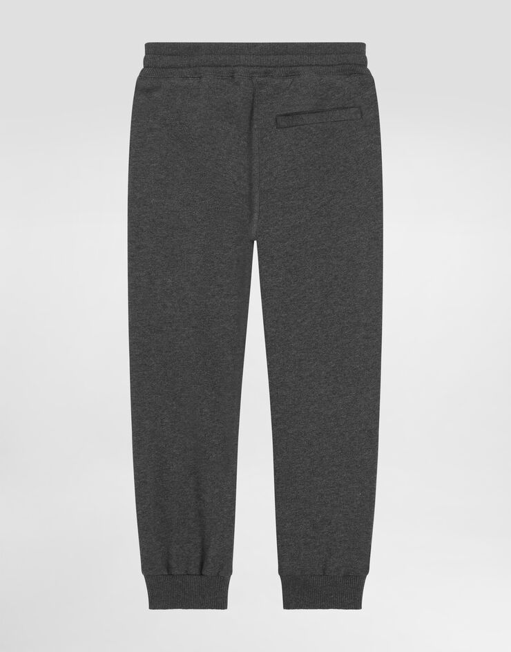 Dolce & Gabbana Fleece trousers with heraldic DG patch Grey L4JPKSG7PKO