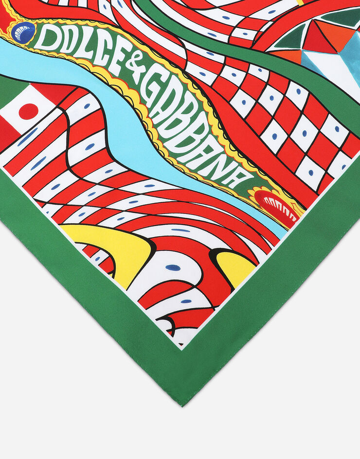 Dolce&Gabbana Carretto-print silk bandanna (50x50) Green GQ704EHI1K7