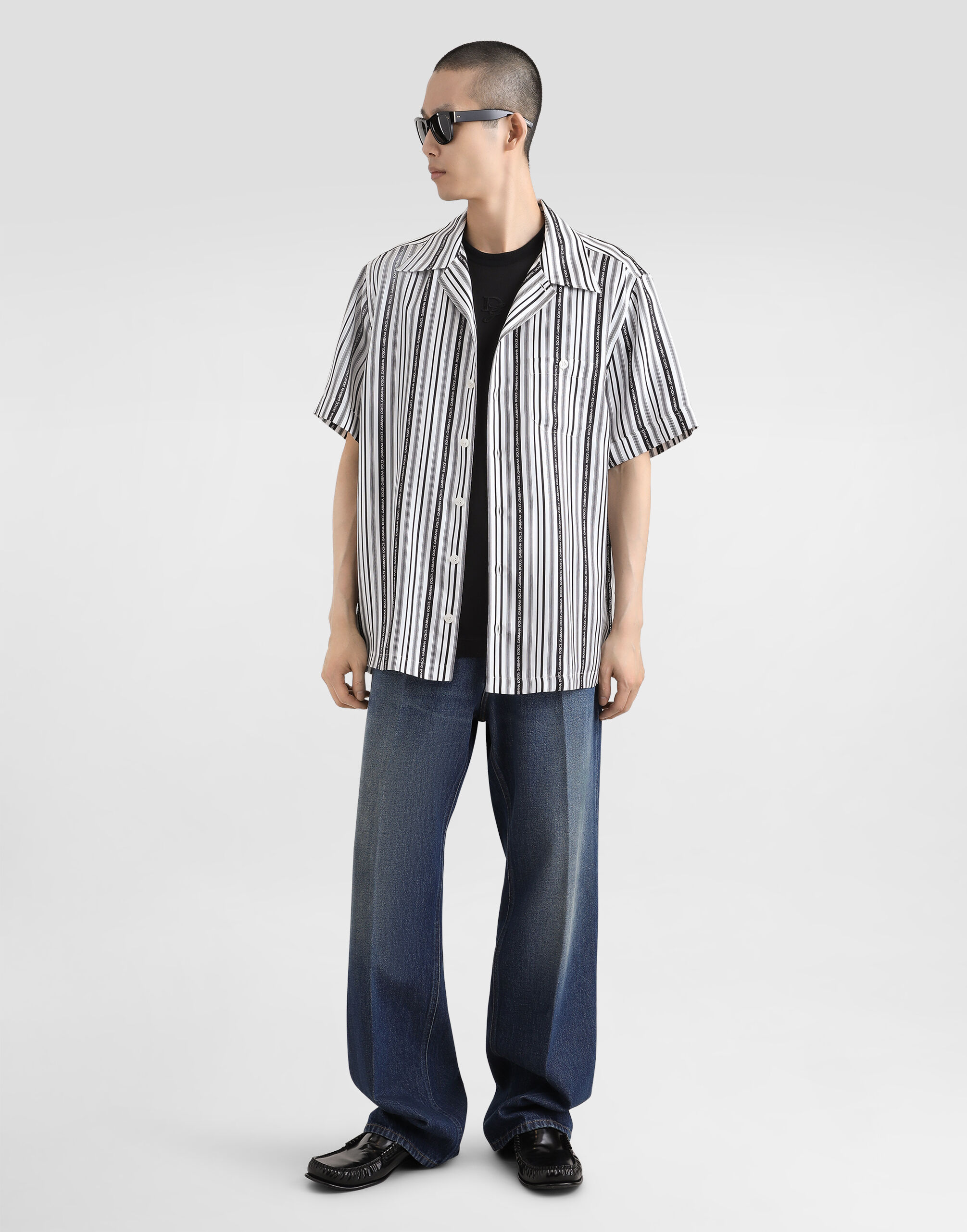 Silk T-shirt with logo in Black for Men | Dolce&Gabbana®