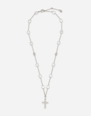 Dolce & Gabbana Rosary-style necklace with rhinestone-detailed crosses Gold O1A12TFUGRA