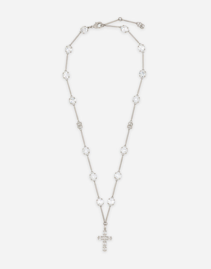 Dolce & Gabbana Collana stile rosario con croce in strass Cristallo WNQ2D6W2222