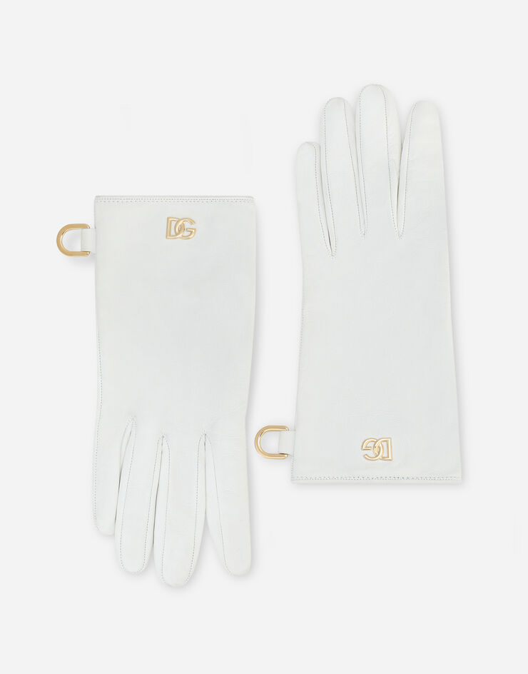 Dolce & Gabbana Handschuhe aus Nappaleder mit DG-Logo Weiss BF0189AQ630