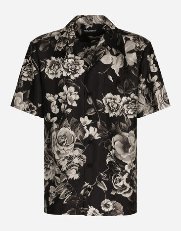Dolce & Gabbana Silk Hawaiian shirt with floral print Print G5JM8TFS4HS