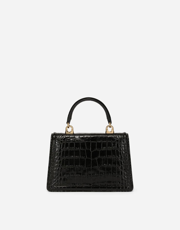 Dolce & Gabbana Small Devotion bag in shiny alligator skin Black BB6711A2Y07