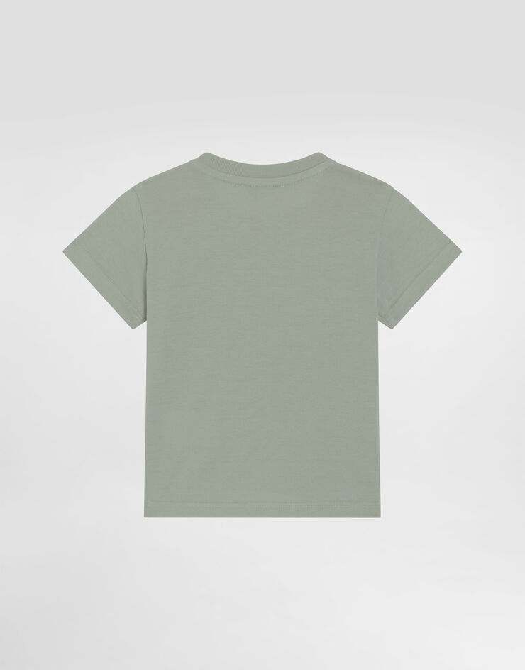 Dolce & Gabbana Jersey t-shirt with DG embroidery Green L1JTEYG7PRR