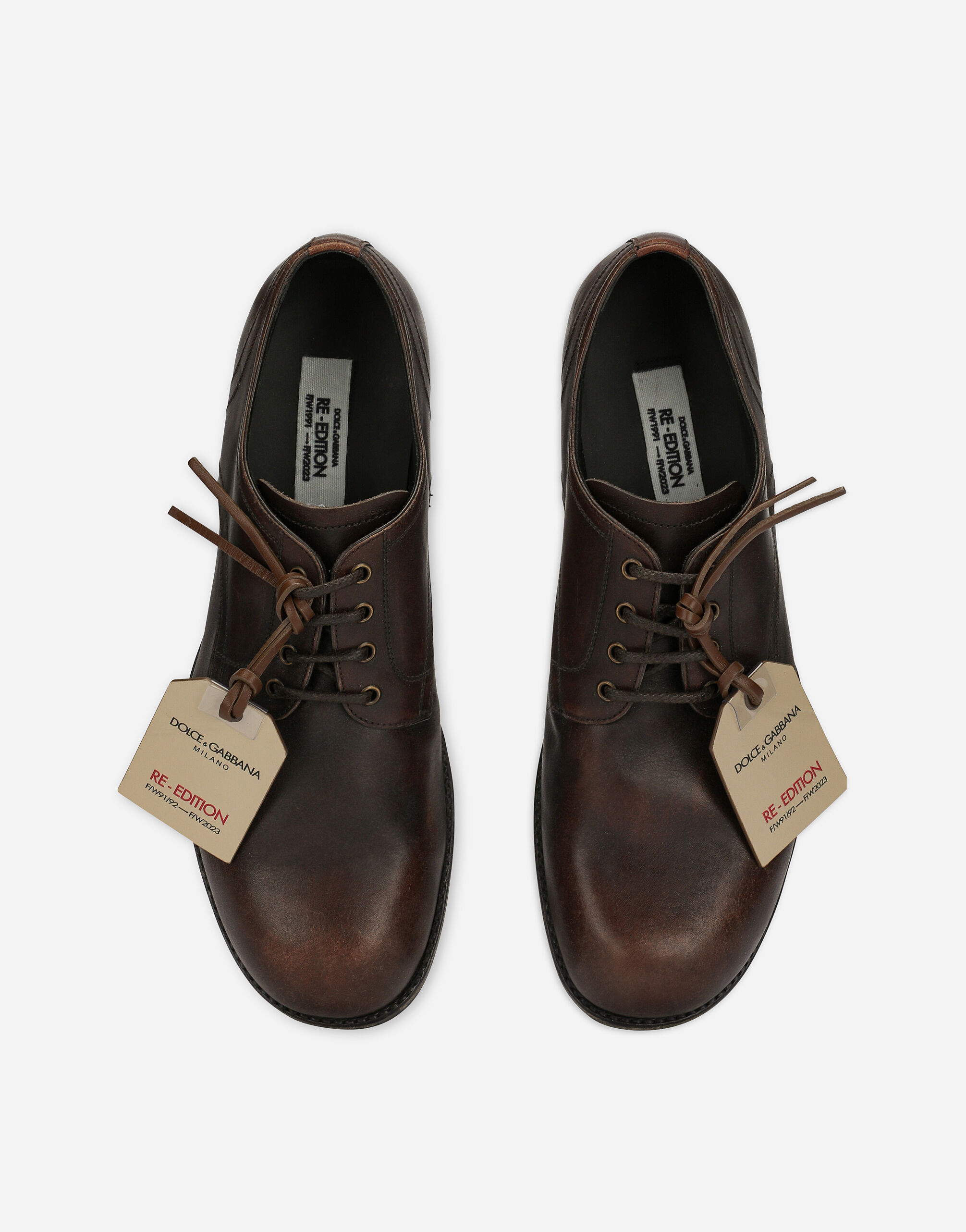 Leather Derby Shoes in Brown for Men Dolce Gabbana