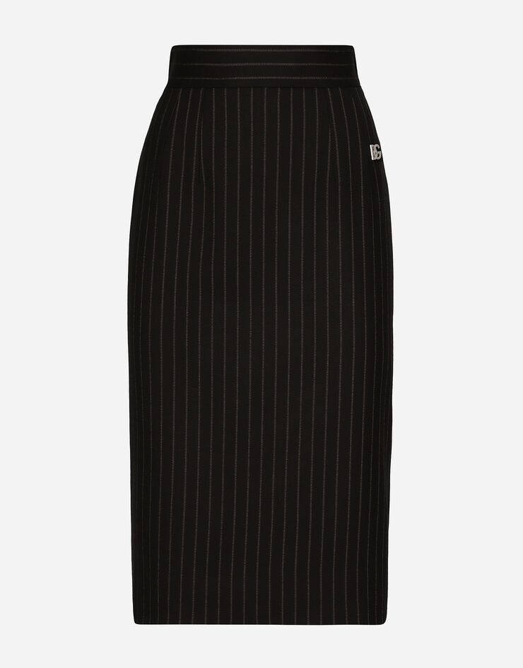 Dolce & Gabbana Short straight-cut pinstripe wool skirt Multicolor F4CTBTFRBDB