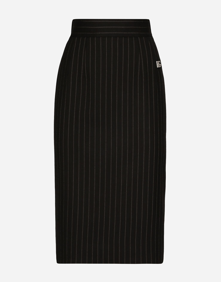 Dolce & Gabbana Короткая юбка прямого кроя из шерсти в меловую полоску разноцветный F4CTBTFRBDB