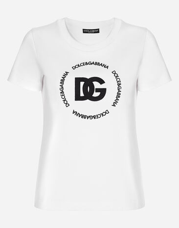 Dolce & Gabbana Interlock T-shirt with DG logo White F8T00ZG7H1Z