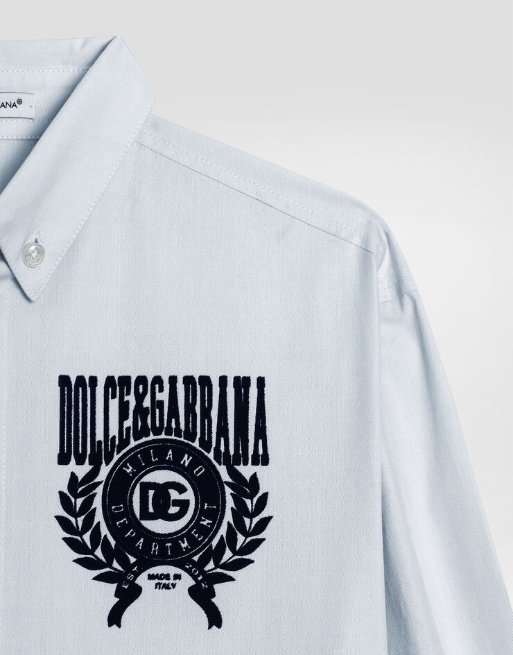 Dolce & Gabbana قميص قطني بتطريز ورقعة Grey L44S46FU609