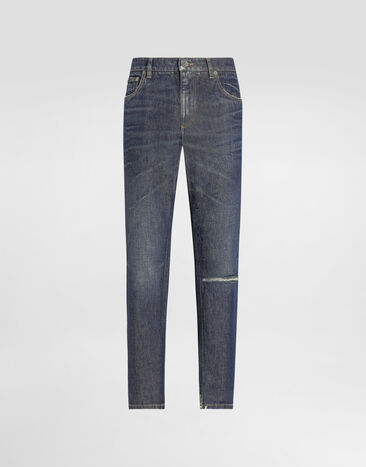Dolce & Gabbana Jeans Loose aus Baumwolle mit Plakette Mehrfarbig GYJDADG8MG6